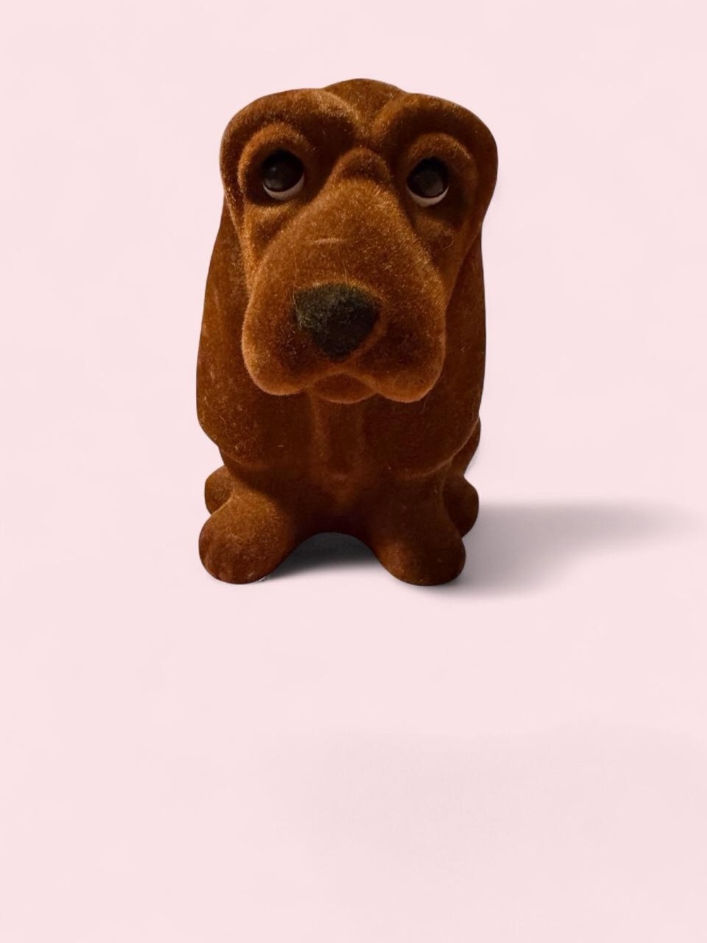 Vintage Source Unknown Brown felt hound Dog coin bank